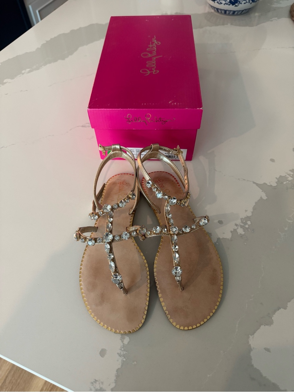 Lilly Pulitzer Abbi Sandal | Gold Metallic | Size 6